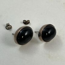 925 Sterling Silver Vintage Mexico Black Onyx Earrings .75 Inches Long 6g - $22.72