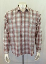 Wrangler Cotton Long Sleeve Button Up Gray Red Striped Men&#39;s Casual Shir... - $7.92