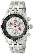 NEW CX Swiss Military 1735 Men&#39;s Airforce 1 Multifunctional Silver Dial SS Watch - £370.54 GBP