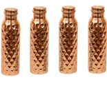 Wunderschöne Kupfer-Wasserflasche mit Diamantschliff, auslaufsicher, 4er... - £48.54 GBP