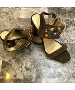 Anne Klein Women&#39;s Orinda Suede Heeled Sandal Embroidered Detail Brown S... - $19.79