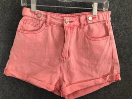 Shein Shorts Denim Womens Size 8 Medium Pink 3 Inch Inseam Cuffed - £6.35 GBP
