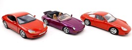 PORSCHE 911 CARRERA Lot 3 1:24 BBURAGO 1993 + 1997 Red Purple Maisto  - $13.70