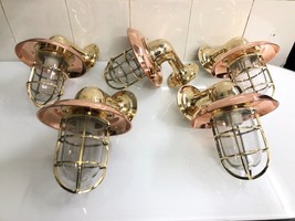New Brass Bulkhead Light Nautical Wall Sconces Light With copper Shade 5... - £435.48 GBP