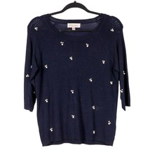 Philosophy Womens Sweater Petite M Blue Pearls Gems Embellished Navy Blu... - £15.71 GBP