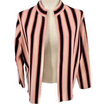 Ann Taylor Open Front Cardigan Jacket Womens L Striped Black Orange - £21.02 GBP