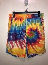 Forever 21 Tie Dye Men&#39;s Swim Shorts SZ Small Mesh Lined Drawstring Waist - £7.88 GBP