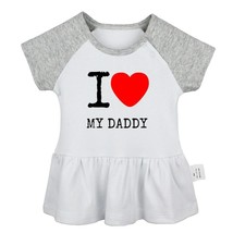 I Love My Daddy Newborn Baby Girls Dress Toddler Infant 100% Cotton Clothes - £10.50 GBP