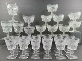 Imperial Glass Ohio Cape Cod Clear Wine Champagne Goblet Sundae Set Vintage LOT - £134.42 GBP