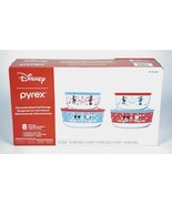 NEW PYREX DISNEY CHRISTMAS MICKEY &amp; MINNIE MOUSE 8 PIECE GLASS STORAGE L... - $643.41 MXN