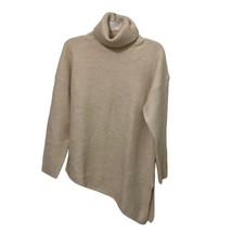 BTFBM Cream Turtleneck Knit Sweater Womens Size Medium Asymmetrical - £16.81 GBP