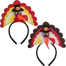 2 Pcs Thanksgiving Day Turkey Headband Hair Hoops Bands Tail Headpiece Women Hai - £6.63 GBP