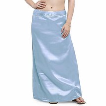 Satin Silk Saree Petticoat Underskirt Sari Indian  Skirt  Innerwear Sky Blue - £7.56 GBP