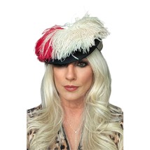 VTG Hattie Carnegie Fascinator Hat Pink White Feathers 1940s RETRO Doll ... - $4,148.64 MXN