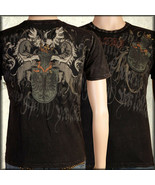 Monarchy Heraldry Shield Medieval Armor Crest Script Mens T-Shirt Black NEW S-L - $56.24