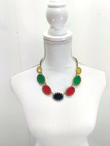 Statement Necklace Colorful Rainbow Acrylic Gold-Tone 18&quot; - $9.74