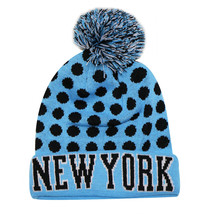 New York Men&#39;s Leopard Style Winter Knit Beanie Toboggan Hat Cap Teal/Black - £12.00 GBP