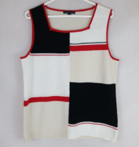 Carolyn Taylor Multi-Color Sleeveless Sweater With Color Block Design Large - £9.95 GBP
