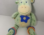 KellyToy green giraffe plush baby ring toy teether rainbow pastel stuffe... - $19.79