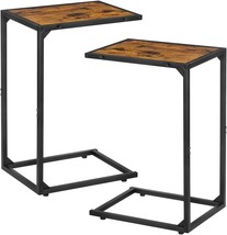 Rustic Brown C Shaped End Table Set Of 2, Snack Side Table, C Tables For... - $89.99