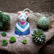 Terra Cotta Mexican Pottery Folk Art Bell Playa Del Carmen 2&quot; High Mouse... - $8.07