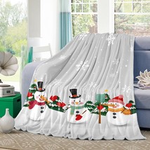 Christmas Snowman With Gifts In The Snow Flannel Throw Blanket, Lightweight Warm - £40.74 GBP