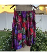 Vtg KR of NY Skirt Floral Pink Purple Red Pleated Sz 14 Made in USA - £12.83 GBP