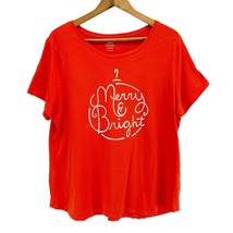 Old Navy Everywear Womens XL T-Shirt Christmas Merry &amp; Bright Bright Red  - £13.86 GBP