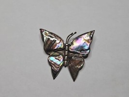 Vintage Butterfly Pin/Brooch Silver and Abalone Shell, 1.5&#39;&#39; x 1.5&#39;&#39; - £15.25 GBP