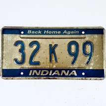  United States Indiana Back Home Again Passenger License Plate 32 K 99 - £14.78 GBP