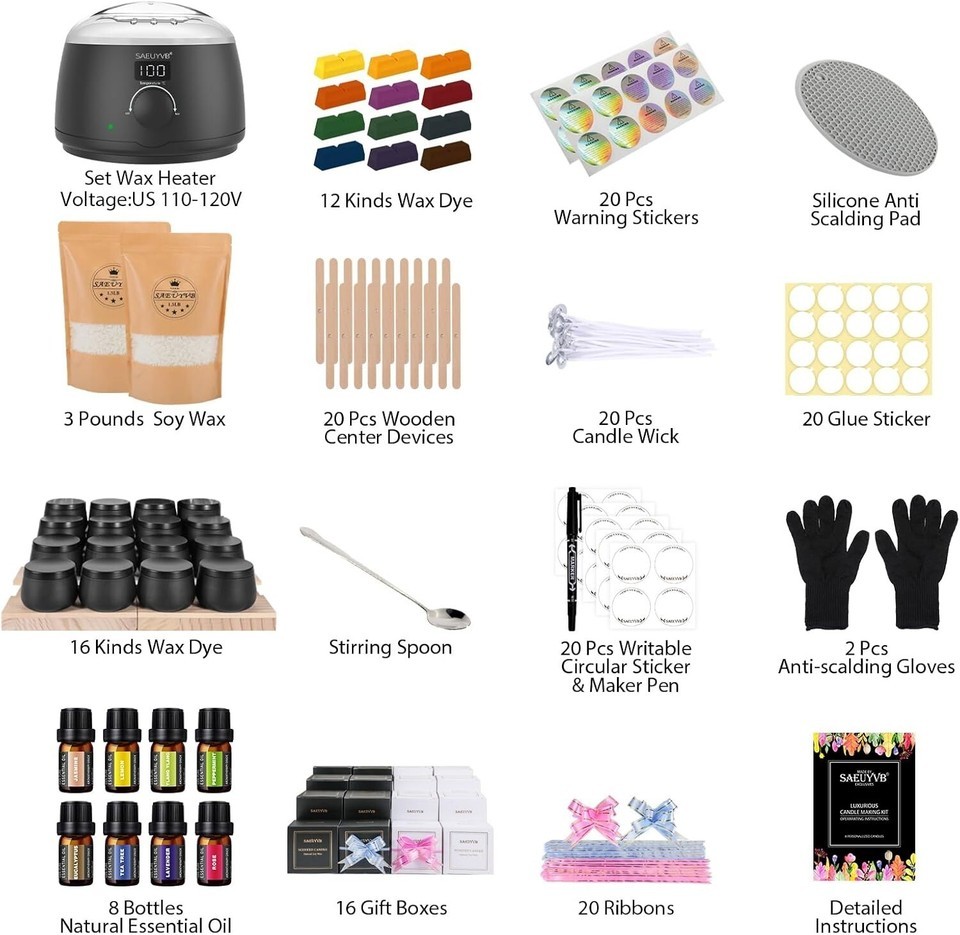 Elegant Black Candle Making Kit with LED Display – Perfect Gift for DIY Lovers Item image 4