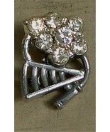 Nice Silver Tone Lapel Pin, Rhinestone Accent, VERY GOOD COND - $272.22 MXN