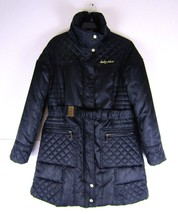 Vintage Baby Phat Womens OverCoat Jacket Size XL Black and Gold 35&quot; Zip, 13428P - £130.82 GBP