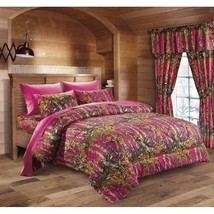 Full Size 7 Pc Hot Pink Fuschia Camo Comforter With Sheets Pillowcases Woods - £77.79 GBP