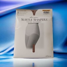 JCPenney Sheer Caress Pantyhose Subtle Shapers Queen Short Little Beige Panty - £15.81 GBP