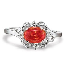 Avon Sterling Silver Simulated Fire Opal Ring Size 6 - £14.94 GBP