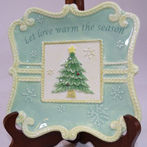 Ceramic Christmas Tree Love Warm The Season Cookie Plate Bella Casa By G... - $3.99