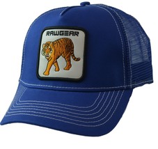 RAWGEAR Tiger Logo Blue Contrast Stitch Trucker Cap Snapback Hat - $21.29