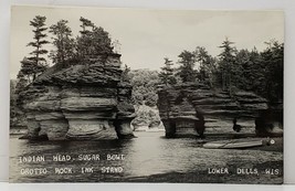 Lower Dells Wis Indian Head Sugar Bowl Grotto Rock Ink Stand RPPC Postcard G14 - £5.46 GBP