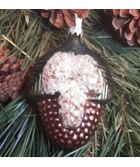 4&quot; German Glass Pinecone Christmas Ornament Nature Brown Gold Green - £13.95 GBP