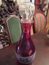 Paul&#39;s Italy Hand Painted Crystal Decanter with Stopper, FRAGONARD Style RED - £82.44 GBP