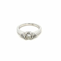 0.40ctw Princess and Trillion Cut Diamond Engagement Ring 14K White Gold - £1,555.16 GBP