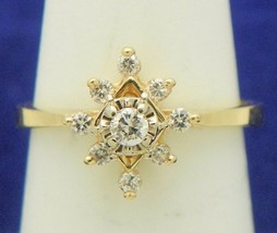 1/4 ct DIAMOND SOLITAIRE & ACCENTS RING REAL SOLID 14 K GOLD 2.7 g SIZE 6.25 - £429.29 GBP