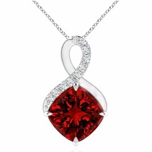 ANGARA Lab-Grown Ruby Infinity Pendant with Lab Diamond in 14K Gold (10mm,4.6Ct) - £2,010.85 GBP