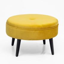 Round Tufted Fabric Ottoman Yellow - $95.03