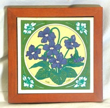 Ceramic Tile Wall Art Plaques Violet &amp; Floral Designs - $9.90