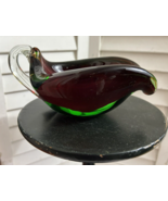 MCM Sommerso Murano Art Glass Bowl Sculpture Ashtray Red Green Clear Vin... - $2,356.13 MXN