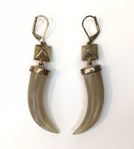 Vince Camuto Faux Horn Drop Dangle Hook Statement Earrings Signed - £16.44 GBP