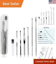 Ergonomic 7-Piece Ear Pick Set - Stainless Steel Earwax Removal Tools wi... - $8.90