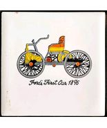 1960-70s Decorated Tile Trivet Ford&#39;s First Car 1896 Taiwan Ceramic Vint... - €21,45 EUR